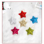 6/12 Pcs 5x5cm Christmas Tree Mini Gold Powder Star Decor Pendant Navidad Christmas Ornament Xmas Party DIY Crafts Accessories