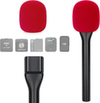 Poignée Micro Dji-Interview Adaptateur Go De Micro Main Sans Fil Pour Rode Wireless Go Ii, Support Micro Cravate Pour Dji Mic 2, Rode Wireless Me/Pro Avec Bonnette Micro Rouge