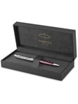 Parker Sonnet Ballpoint Pen | Premium Metal and Red Satin Finish with Chrome Trim | Medium Point with Black Ink Refill | Gift Box