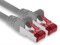 1aTTack.de - 1x 7,5 m câble patch CAT6 S/FTP blindage PIMF câble réseau CAT.6 RJ45 câble Ethernet routeur LAN DSL commutateur modem panneau de brassage - gris - 1 pièce