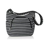 Travelon Anti-theft Classic Crossbody Bucket Bag, Black W/White Stripe, One Size, Slash-resistant