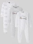 Mini V by Very Baby Unisex 3 Pack Mummy And Daddy Sleepsuits - Multi, Multi, Size Age(Months): Newborn (10Lbs)