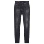 Diesel Mens Sleenker Destroyed Reinforced Denim Black Skinny Jeans material_cotton - Size 30W/32L