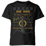 The Lord Of The Rings One Ring Kids' Christmas T-Shirt in Black - 11-12 Years - Black