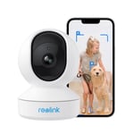 Reolink Caméra Surveillance Série E1 P61C 3MP WiFi Interieur,Pan&Tilt,Moniteur pour Bébé,Vision Nocturne,Détection de Mouvement