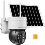 4G LTE Caméra Surveillance Extérieur Solaire Sans Fil, 2K HD 4G Batterie Camera Avec Carte Sim, Caméra de Surveillance Sans WiFi, Vision Nocturne,Détection de Mouvement,Conversation Bidirectionnelle