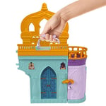 Princesses Disney Le Château de Jasmine Coffret Histoires à Empiler, maison de poupée avec mini-poupée, 2 amis et 7 éléments de jeu, inspiré du film Disney, cadeaux pour enfants, HPV04