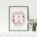 I'll Keep You Safe You Keep Me Wild Couples Artwork Love Print Poster Décor