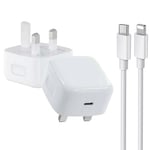 USB C Charger 20W Fast Plug with 2M Cable Compatible with iPhone 14/14 Pro/14 Pro Max/14 Plus/13 12 11 X XR XS SE 2020 8 7 6 6S Mini, Pad Pro, USB Type C Wall Charging PD Adapter (Plug + 2M Cable)