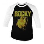 Hybris Rocky - Sylvester Stallone Baseball 3/4 Sleeve Tee (White-Black,M)