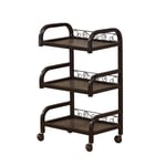 Hairdressing Trolley Hairdressing Iron Art Three-Layer Hair Trolley Mobile Tool Cart Shelf Has Many uses (Color : Brown, Size : 85.5x34.5x51cm)