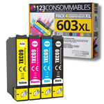 123CONSOMMABLES - 603XL - Pack de 4 Cartouches d'encre Compatible pour Epson 603 XL Etoile de Mer - pour Epson XP-2100 XP-2155 XP-3100 XP-4100 WF-282 - Neuf