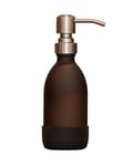 Amber Glass Silver Hand Soap Dispenser 500ml and 250ml Options - Matte Glass & Non-Slip Base - Great Kitchen or Bathroom Soap, Conditioner or Shampoo Dispenser (Silver, 250ml)