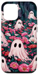 Coque pour iPhone 13 Pro Fantôme floral rose foncé Cottagecore effrayant Halloween mignon