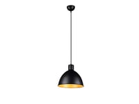 meineWunschleuchte Lampe pendante au look industriel avec abat-jour en métal Ø 30cm en noir mat et intérieur or, SP1006130S, abat-jour en métal noir/or