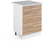 Vicco - Meuble cuisine R-Line, Sonoma, 60 cm avec tiroir, pt Marbre