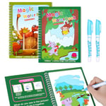 OSDUE Livre De Dessin Magique De L'Eau Coloriage Pour Enfants(2 Styles), Livre De Coloriage Education Dessin Jouet, Aventures à Colorier De L'Eau Livre Avec Un Stylo Magique, Cadeaux Pour Enfants