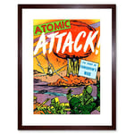 Wee Blue Coo Comics Atomic Attack Nuclear Bomb Mushroom Cloud USA Framed Wall Art Print