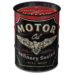 Nostalgic-Art Tirelire rétro Baril de pétrole, Motor Oil – Idée de Cadeau pour Fans de Voitures et Motos, en métal, Tire-Lire en Fer-Blanc, 600 ML