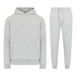 Nike Jordan Brooklyn Fleece Mens Pull Over Hooded Tracksuit in Carbon Heather - Grey material_cotton - Size Small