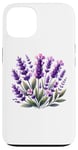 iPhone 13 purple, pink flowers lavender floral blossoms green leaves Case