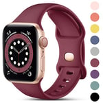 CeMiKa Compatible avec Apple Watch Bracelet 38mm 40mm 41mm 42mm 44mm 45mm 46mm 49mm, Bracelets en Silicone de Remplacement pour iWatch SE Series 10 9 8 7 6 5 4 3 2 1, 38mm/40mm/41mm-M/L, Vin Rouge