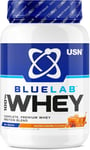 USN Blue Lab Whey Protein Powder, Salted Caramel Flavour - 908g, Premium Whey I