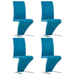 vidaXL spisebordsstole 4 stk. zigzagform kunstlæder blå