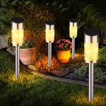 4x LED Extérieur Fiche Lampes Guirlande Lumineuse Solaire Terrasse Déco Inox