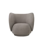 Ferm Living - Rico Lounge Chair Brushed Warm Grey - Fåtöljer - Trä/Textilmaterial