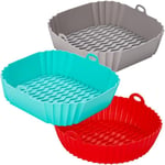 Siliz Air Fryer Silicone Liners, 3 Pack Reusable Silicone Airfryer Liners Tray 