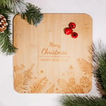 Christmas Wooden Cheese Board Chopping Serving Platter Bamboo Xmas Decor Gift