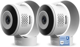 Lot de 2 - Camera Animaux Interieur, Caméra de Surveillance sans-Fil pour Chien/Animaux avec Appli, Détecteur Mouvement, Zoom, Haut-Parleurs, Vision Nocturne - Caméras WiFi Full HD