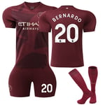 Manchester City Borta Fotbollströja Barn 2024-2025 Kit Nr 20 Bernardo 24