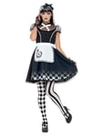 Smiffys Gothic Alice Costume, Black with Dress, Apron & Headband, Halloween Twisted Fairytale Fancy Dress, Halloween Dress Up Costumes