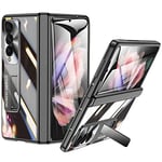 spoovcto for Samsung Galaxy Z Fold 3 Phone Case: Spring Hinge Protection [Not Yellowing] Electroplating Frame + Clear Transparent Hard Back, Stylish Luxury Cover for Samsung Fold 3 5G 2021