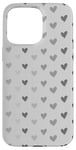 Coque pour iPhone 15 Pro Max Cœurs gris sur fond gris neutre