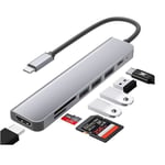 Type-C Sju-i-ett Dockningsstation USB-C till HDMI USB SD/TF Kortläsare för Macbook Pro