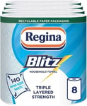 Regina Blitz Household Towel, 560 Super-Sized Sheets, Triple Layered 8 Rolls 