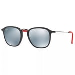 Ray-Ban RB2448NM Scuderia Ferrari Square Sunglasses, Black/Mirror Grey