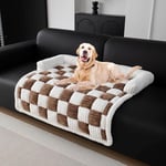 OKYUK Lit pour chien, super confortable, panier pour chien, canapé pour chien, housse de canapé, lavable à la main, antidérapant, convient pour chiens (Check marron foncé, L 75 x P 75 x H 13 cm)