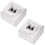 deleyCON 2x CAT 6a Universel Prise Réseau - 2x Port RJ45 - Blindé - Surface ou Affleurant - 10 Gigabit Ethernet Réseau - EIA/TIA 568B - Blanc