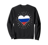 Russian Flag Vintage Heart - Russia Fan Retro Sweatshirt