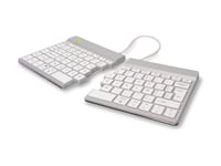 R-Go Ergonomic Keyboard Split Break - Tastatur - With Integrated Break Indicator - Trådløs - Bluetooth 5.0 - Azerty - Belgisk - Hvit