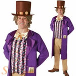 Mens Willy Wonka Costume Roald Dahl Chocolate Factory Book Day Adult Fancy Dress