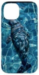 Coque pour iPhone 14 Save The Manatee Crystal River FL Bleu abstrait rayé