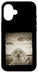 Coque pour iPhone 16 Caniche maltais selfie vieux téléphone photo drôle observation OVNI