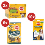 PEDIGREE Box moyen chien: 70 Dentastix + Repas (48x100g) + Friandises (6x140g)