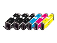 Peach Multi Pack Plus - 6-Pack - S - Svart, Gul, Cyan, Magenta, Foto-Svart - Kompatibel - Återanvänd - Bläckpatron (Alternativ För: Canon Cli-551, Canon Pgi-550) - För Canon Pixma Ip8750, Ix6850, Mg5550, Mg5650, Mg6450, Mg6650, Mg7150, Mg7550, Mx725