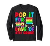 Pop It for 100 Days Of School 4th Grade 100th Day Long Sleeve T-Shirt